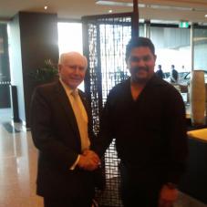 John Howard and Campbell Newman received a piece of ASA at the Life Education Queensland Awards Lunch in 2012